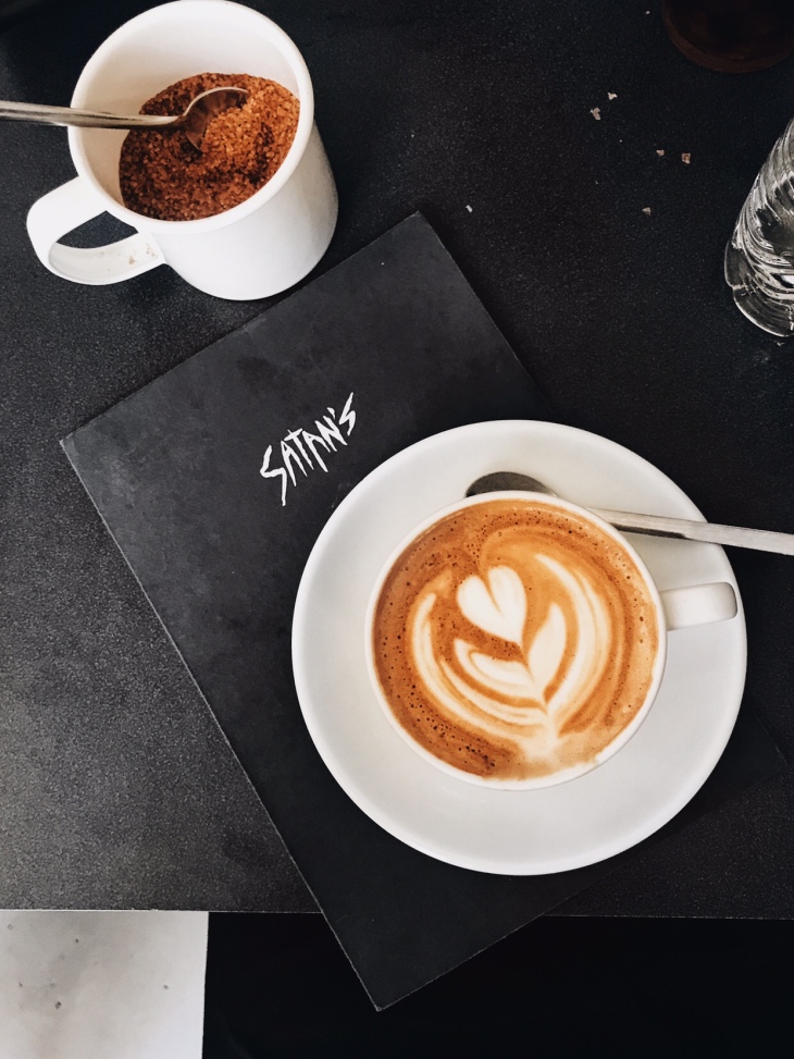 Latte At Satan’s Coffee Corner in the Gothic Quarter in Barcelona 